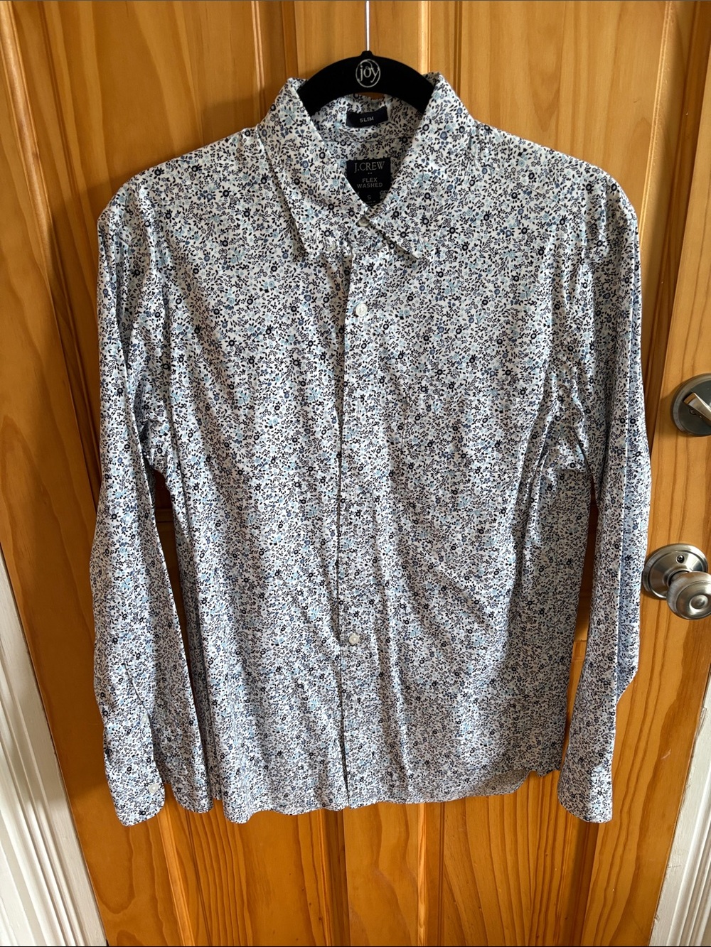 J. Crew Men’s White Shirt with Blue Micro Floral Print